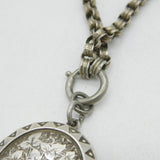 Victorian Sterling Silver Ivy Leaf Pattern Locket Necklace Antique c1880