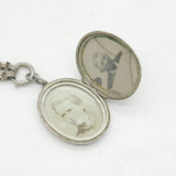 Victorian Sterling Silver Ivy Leaf Pattern Locket Necklace Antique c1880