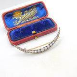 Victorian 9ct Gold & Silver Set Paste Set Crescent Moon Brooch c1860 Antique