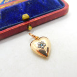 Victorian 9ct Gold Cased Seed Pearl & Turquoise Heart Pendant Antique c1890