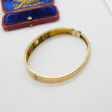 Victorian 9ct Rose Gold, Opal & Garnet Set Bangle Bracelet Antique c1880