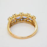 9ct Yellow Gold, Tanzanite & Spinel Set Dress Ring Vintage c1990 London