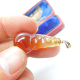 Victorian 9ct Gold & Carved Carnelian Agate Ball Form Drop Pendant Antique c1880