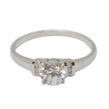 9ct White Gold & Brilliant Cut Spinel Solitaire Dress Ring Vintage c1990