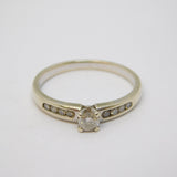 9ct White Gold & 0.33ct Diamond Solitaire Ring Vintage c1990 London