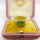 14ct Yellow Gold 2ct Columbian Emerald Band Ring Antique c1920 Art Deco