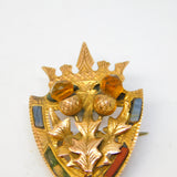 9ct Yellow Gold, Scottish Thistle, Agate & Citrine Brooch Antique 1925 Art Deco