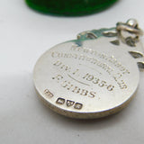 Sterling Silver & Enamel Snooker Player Fob Medal Antique 1935 Chester Deco