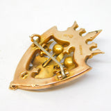 9ct Yellow Gold, Scottish Thistle, Agate & Citrine Brooch Antique 1925 Art Deco