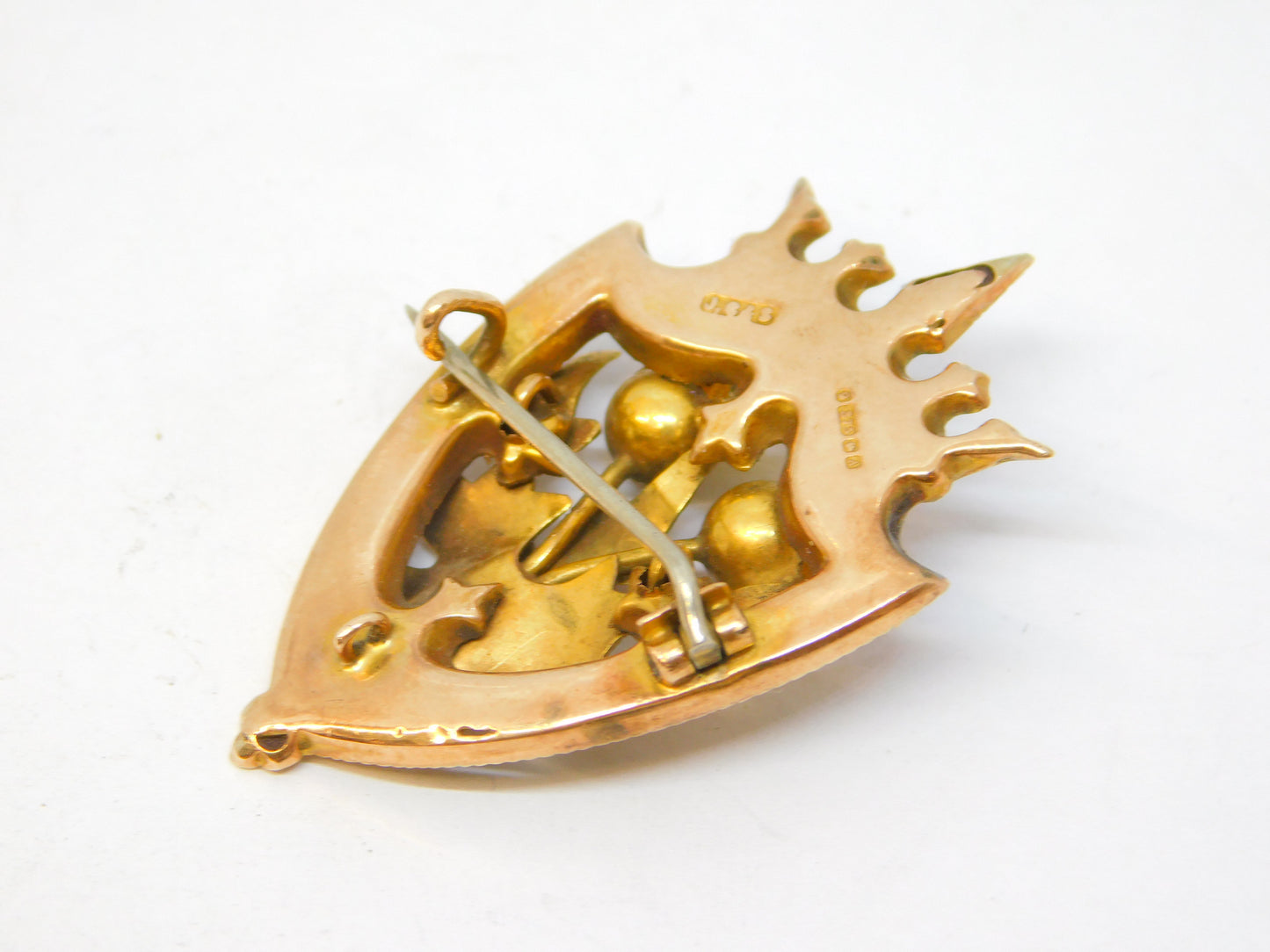 9ct Yellow Gold, Scottish Thistle, Agate & Citrine Brooch Antique 1925 Art Deco