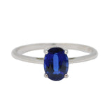 9ct White Gold & 0.6ct Oval-Cut Sapphire Solitaire Ring Vintage c1990 Birmingham