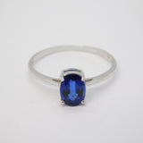 9ct White Gold & 0.6ct Oval-Cut Sapphire Solitaire Ring Vintage c1990 Birmingham