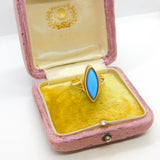 18ct Yellow Gold & Blue Turquoise Signet Ring Antique c1930 Art Deco