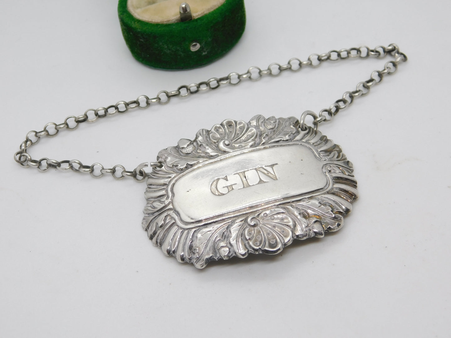 George III Sterling Silver Acorn Pattern Gin Decanter Label Antique 1818 London
