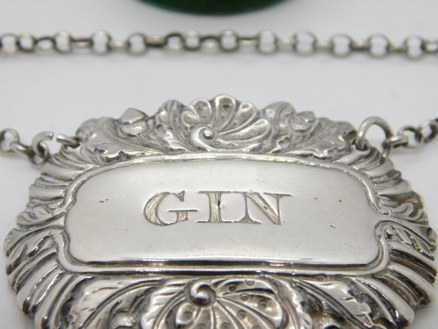 George III Sterling Silver Acorn Pattern Gin Decanter Label Antique 1818 London