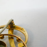 Edwardian 9ct Yellow Gold, Seed Pearl & Topaz Lavalier Brooch Antique c1910