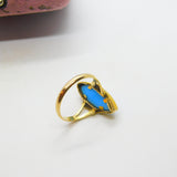 18ct Yellow Gold & Blue Turquoise Signet Ring Antique c1930 Art Deco