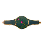 Edwardian 9ct Gold, Jasper & Ruby Set Constellation Brooch Antique c1910