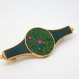 Edwardian 9ct Gold, Jasper & Ruby Set Constellation Brooch Antique c1910