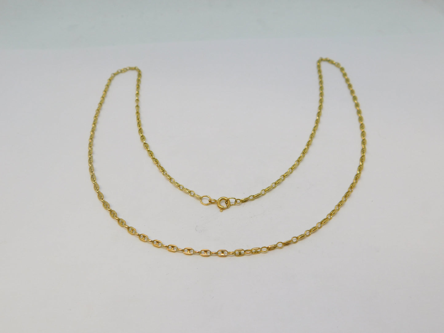 9ct Yellow Gold Anchor Link Chain Necklace Vintage c1970 58cm Length