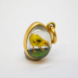 Victorian 15ct Gold Mounted Carved Essex Crystal Chick in Egg Pendant Antique c1860