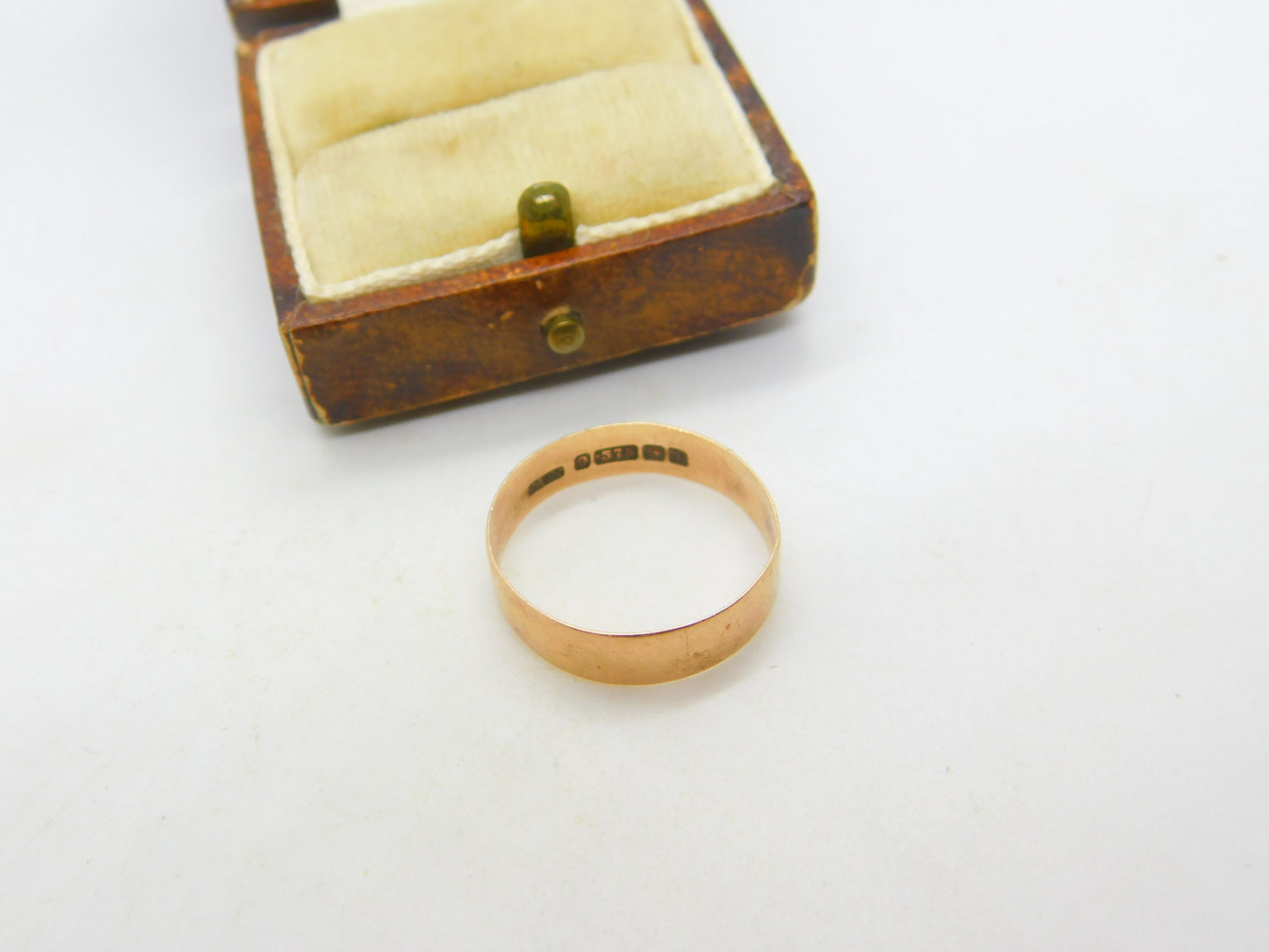 Edwardian 9ct Rose Gold Minimal Wedding Band Ring Antique 1910 Birmingham