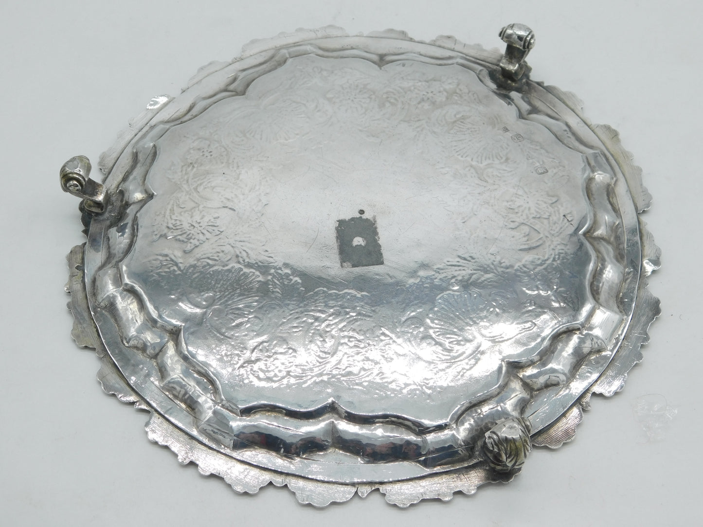 George III Sterling Silver Tiger Crest Salver Dish Antique 1782 London