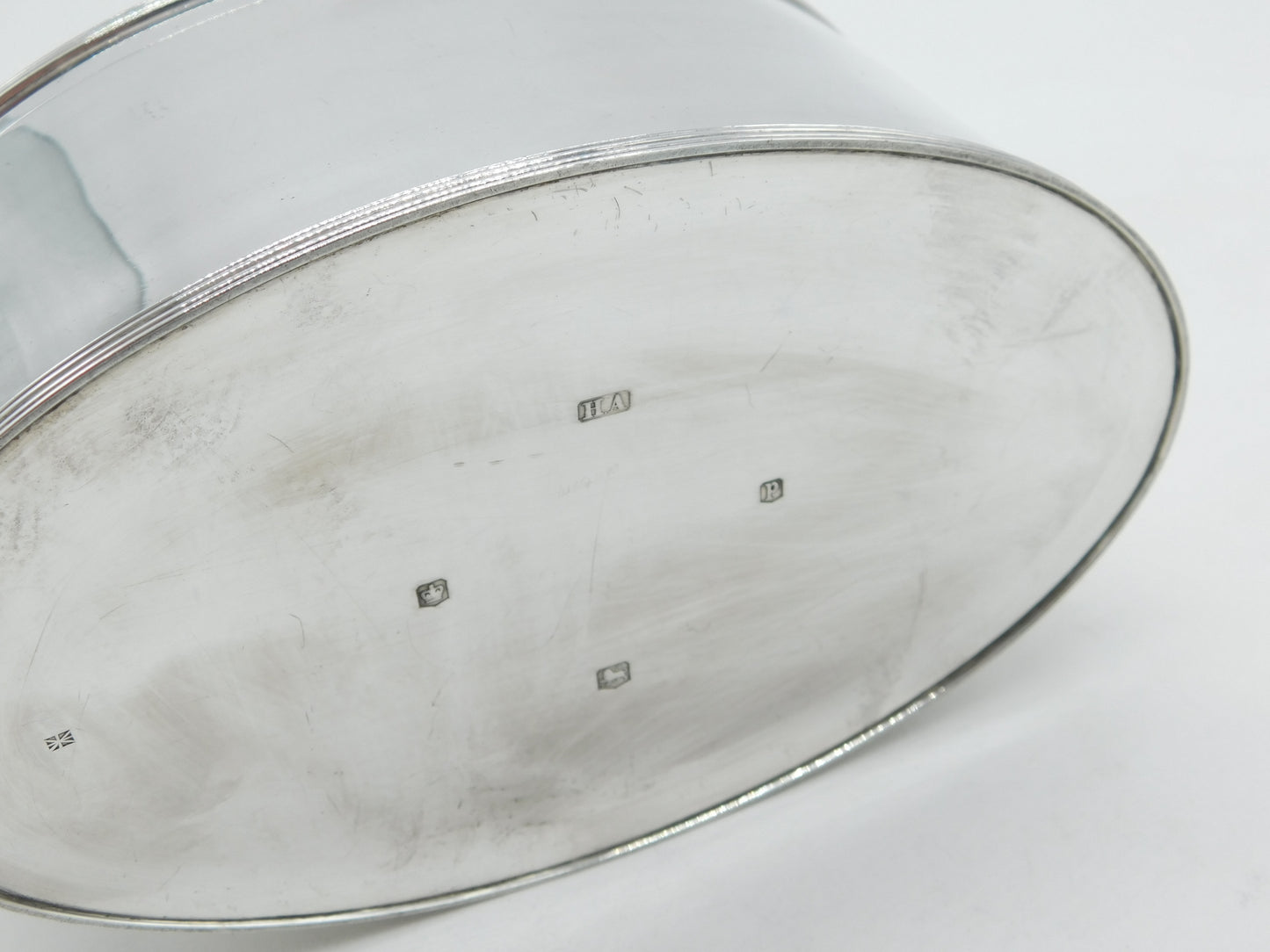 Large Sterling Silver Oval Form Tea Caddy Box Antique 1932 Sheffield Atkin Bros