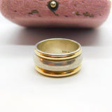 Suarti 18ct Yellow Gold & Sterling Silver Modernist Band Ring Vintage c2000