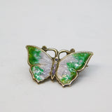 Small Sterling Silver Guilloche Enamel Butterfly Brooch Pin Antique c1920 Deco
