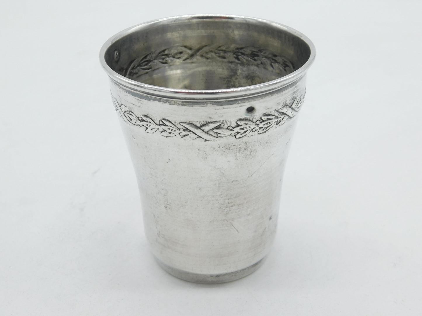19th Century French .950 Grade Silver Floral Pattern Beaker Antique c1880