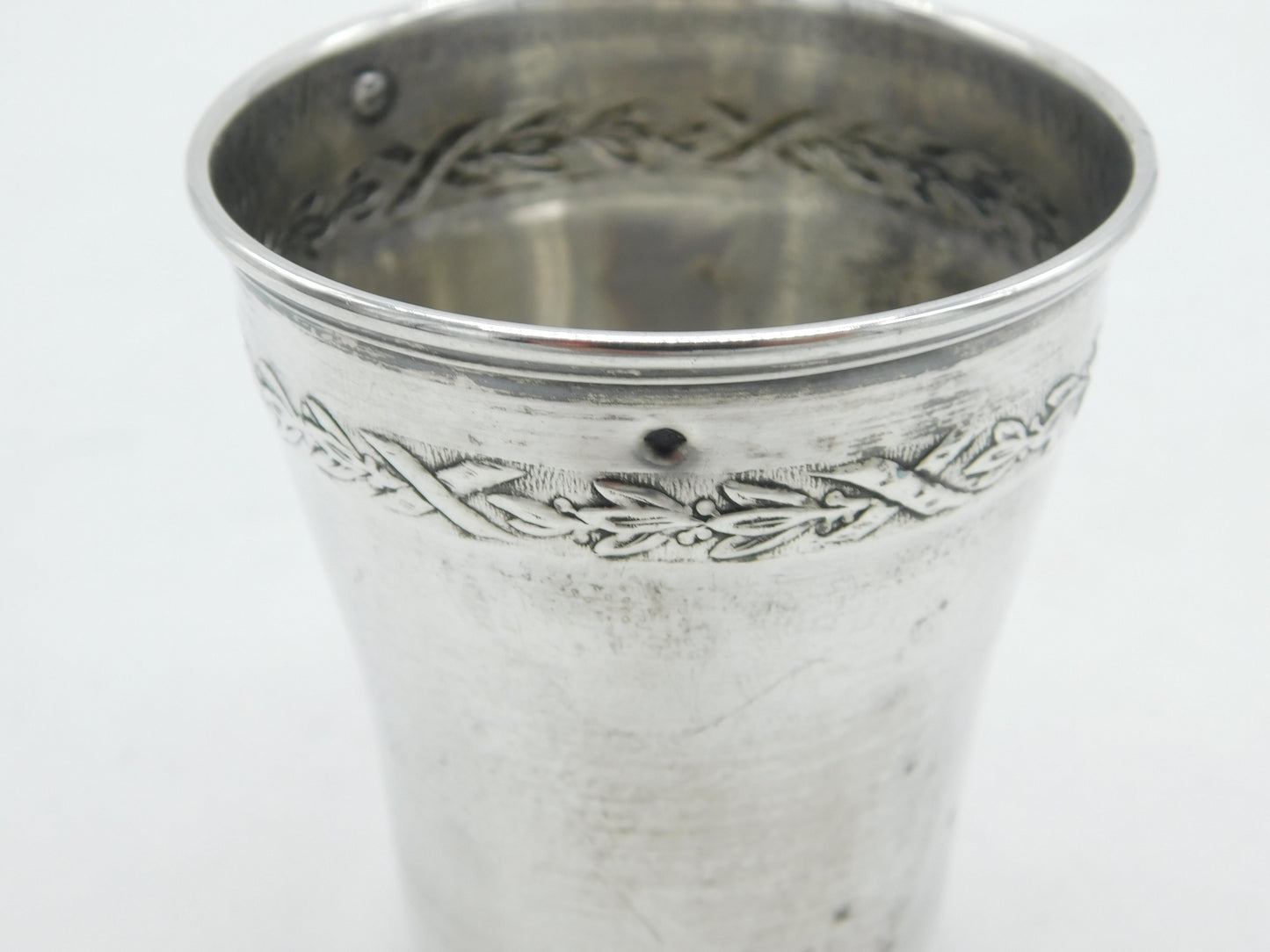 19th Century French .950 Grade Silver Floral Pattern Beaker Antique c1880