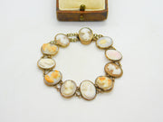 Victorian 9ct Rose Gold, Coral & Carved Shell Cameo Bracelet Antique c1860