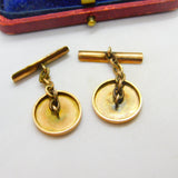 Victorian 14ct Yellow Gold Heart Pattern Circular Cufflinks c1900 Antique