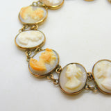 Victorian 9ct Rose Gold, Coral & Carved Shell Cameo Bracelet Antique c1860