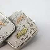 Victorian Sterling Silver, Two-Tone Gold Woodpecker & Swallow Brooch Antique c1860