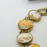 Victorian 9ct Rose Gold, Coral & Carved Shell Cameo Bracelet Antique c1860