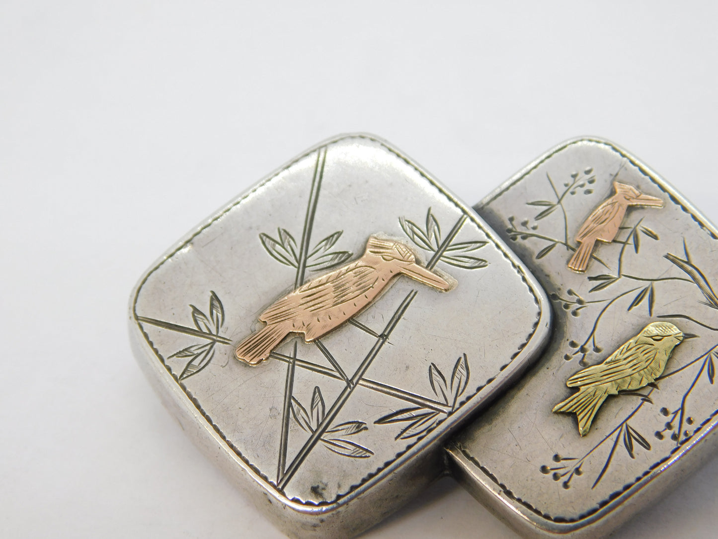 Victorian Sterling Silver, Two-Tone Gold Woodpecker & Swallow Brooch Antique c1860