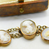Victorian 9ct Rose Gold, Coral & Carved Shell Cameo Bracelet Antique c1860