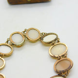 Victorian 9ct Rose Gold, Coral & Carved Shell Cameo Bracelet Antique c1860