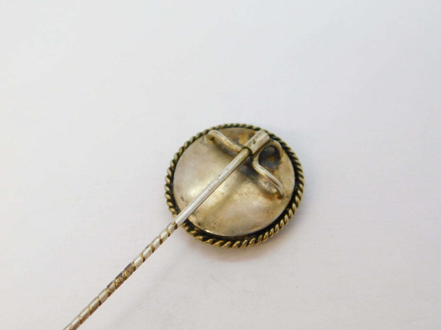 Victorian Sterling Silver Enamel William Webb Ellis Rugby Stick Pin Antique c1850