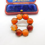 Scottish Victorian Sterling Silver Cabochon Red Agate Brooch c1860 Antique