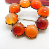 Scottish Victorian Sterling Silver Cabochon Red Agate Brooch c1860 Antique