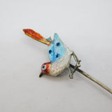 Sterling Silver Colourful Enamel Swallow Sweetheart Stick Pin Antique c1920
