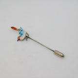 Sterling Silver Colourful Enamel Swallow Sweetheart Stick Pin Antique c1920