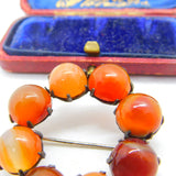 Scottish Victorian Sterling Silver Cabochon Red Agate Brooch c1860 Antique