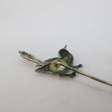 Sterling Silver Colourful Enamel Swallow Sweetheart Stick Pin Antique c1920