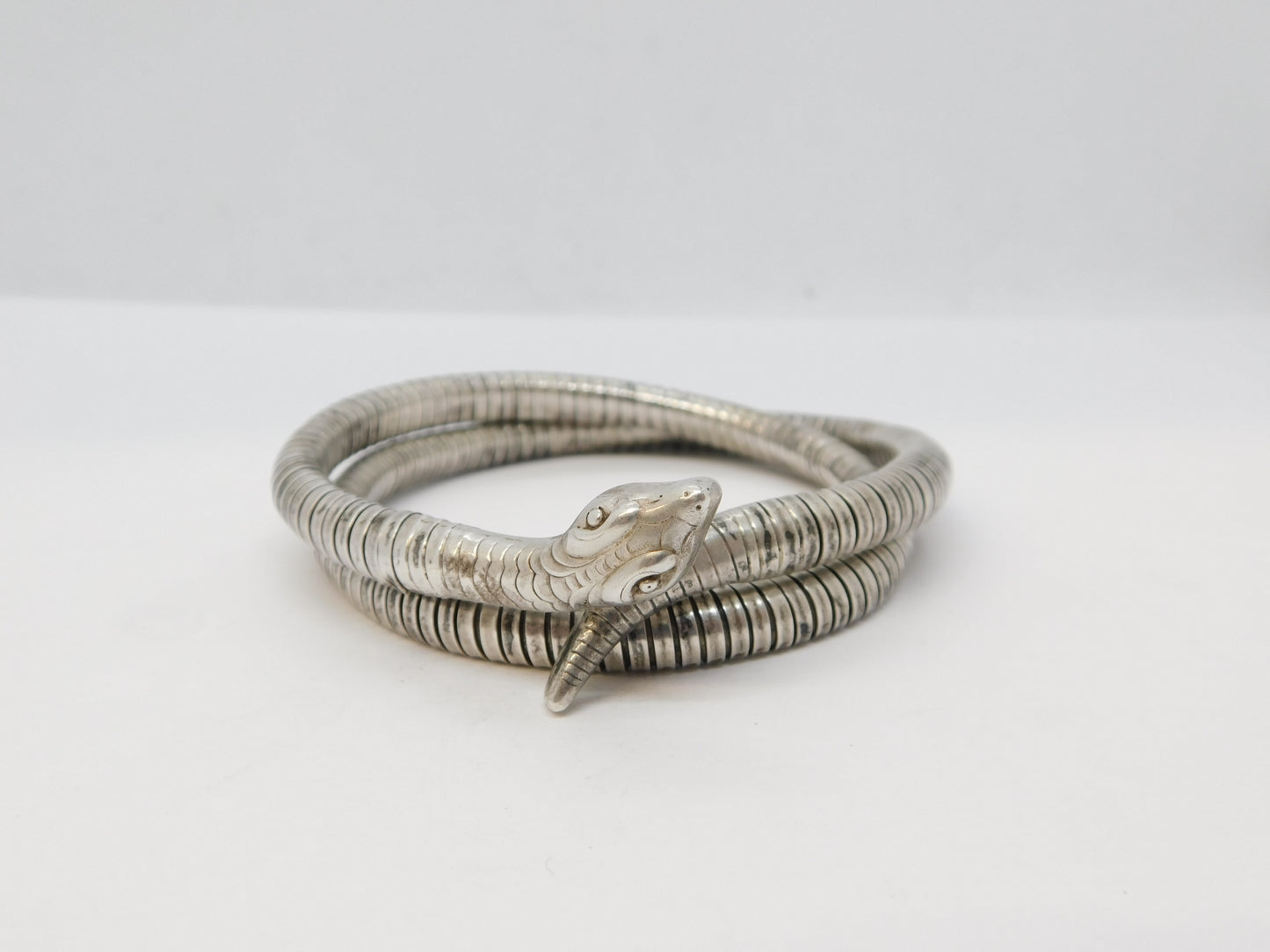 19th Century .835 Silver Articulated Snake Serpent Bangle Bracelet Antique c1880