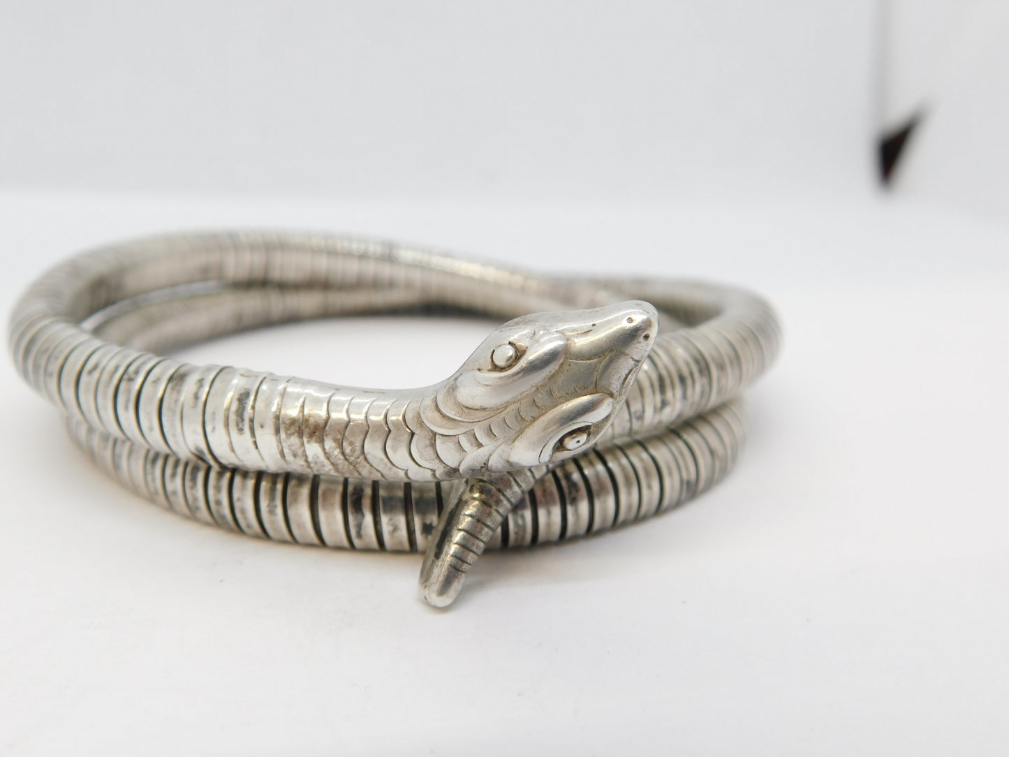 19th Century .835 Silver Articulated Snake Serpent Bangle Bracelet Antique c1880