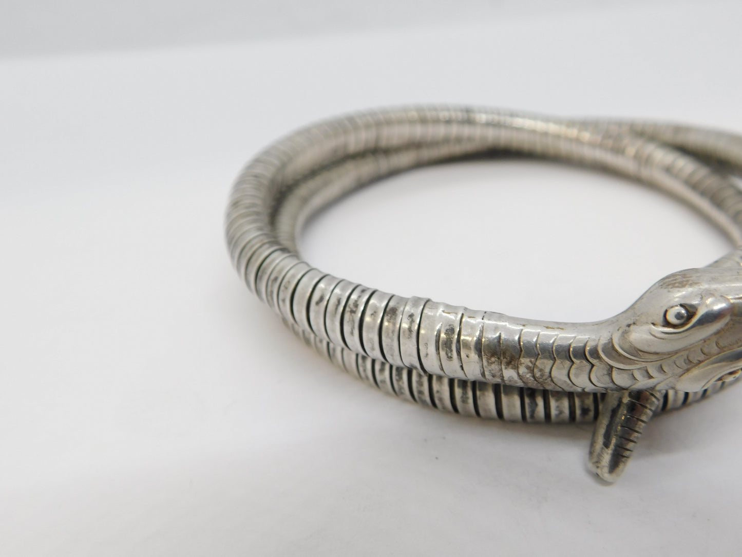19th Century .835 Silver Articulated Snake Serpent Bangle Bracelet Antique c1880
